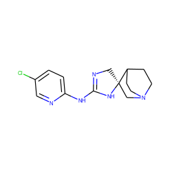 Clc1ccc(NC2=NC[C@]3(CN4CCC3CC4)N2)nc1 ZINC000210824182