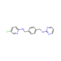 Clc1ccc(NCc2ccc(CNc3ncccn3)cc2)nc1 ZINC000072108460