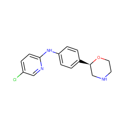 Clc1ccc(Nc2ccc([C@@H]3CNCCO3)cc2)nc1 ZINC000149964435