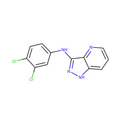 Clc1ccc(Nc2n[nH]c3cccnc23)cc1Cl ZINC000166967611