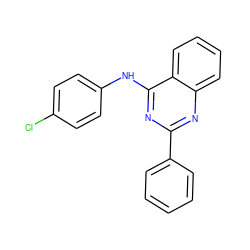 Clc1ccc(Nc2nc(-c3ccccc3)nc3ccccc23)cc1 ZINC000005775984