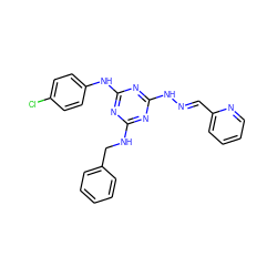 Clc1ccc(Nc2nc(NCc3ccccc3)nc(N/N=C/c3ccccn3)n2)cc1 ZINC000045324435