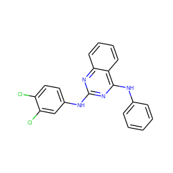 Clc1ccc(Nc2nc(Nc3ccccc3)c3ccccc3n2)cc1Cl ZINC000034802011