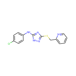 Clc1ccc(Nc2nc(SCc3ccccn3)n[nH]2)cc1 ZINC000014964164