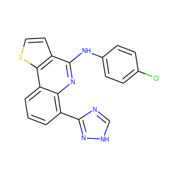 Clc1ccc(Nc2nc3c(-c4nc[nH]n4)cccc3c3sccc23)cc1 ZINC000084617740