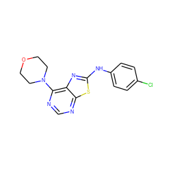 Clc1ccc(Nc2nc3c(N4CCOCC4)ncnc3s2)cc1 ZINC000103287383