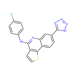 Clc1ccc(Nc2nc3cc(-c4nnn[nH]4)ccc3c3sccc23)cc1 ZINC000167708838