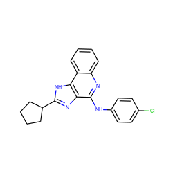 Clc1ccc(Nc2nc3ccccc3c3[nH]c(C4CCCC4)nc23)cc1 ZINC000013704517