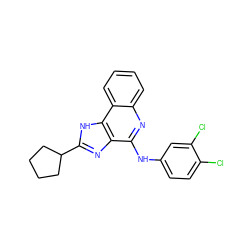 Clc1ccc(Nc2nc3ccccc3c3[nH]c(C4CCCC4)nc23)cc1Cl ZINC000013704513