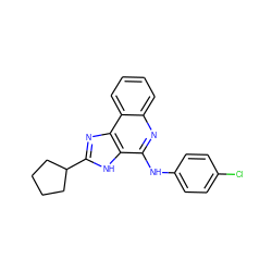 Clc1ccc(Nc2nc3ccccc3c3nc(C4CCCC4)[nH]c23)cc1 ZINC000101087739