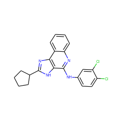 Clc1ccc(Nc2nc3ccccc3c3nc(C4CCCC4)[nH]c23)cc1Cl ZINC000101043231