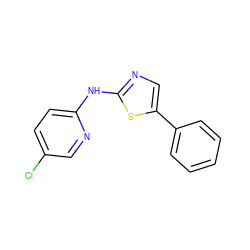 Clc1ccc(Nc2ncc(-c3ccccc3)s2)nc1 ZINC000014945018