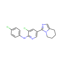 Clc1ccc(Nc2ncc(-c3ncc4n3CCCC4)cc2Cl)cc1 ZINC000066074752