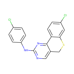 Clc1ccc(Nc2ncc3c(n2)-c2ccc(Cl)cc2SC3)cc1 ZINC000473145137