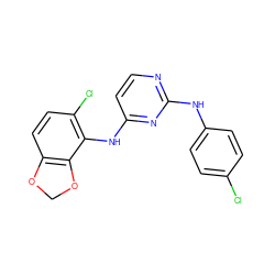 Clc1ccc(Nc2nccc(Nc3c(Cl)ccc4c3OCO4)n2)cc1 ZINC000029042425