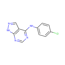 Clc1ccc(Nc2ncnc3[nH]ncc23)cc1 ZINC000004877108