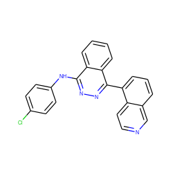 Clc1ccc(Nc2nnc(-c3cccc4cnccc34)c3ccccc23)cc1 ZINC000036338795