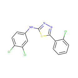 Clc1ccc(Nc2nnc(-c3ccccc3Cl)s2)cc1Cl ZINC000653744941