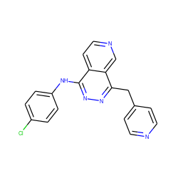 Clc1ccc(Nc2nnc(Cc3ccncc3)c3cnccc23)cc1 ZINC000013808849