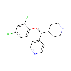 Clc1ccc(O[C@@H](c2ccncc2)C2CCNCC2)c(Cl)c1 ZINC000042921793