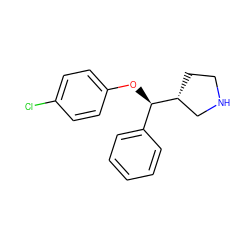 Clc1ccc(O[C@H](c2ccccc2)[C@@H]2CCNC2)cc1 ZINC000095591395