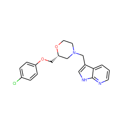 Clc1ccc(OC[C@H]2CN(Cc3c[nH]c4ncccc34)CCO2)cc1 ZINC000013906985