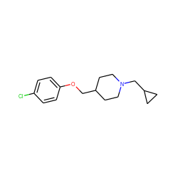 Clc1ccc(OCC2CCN(CC3CC3)CC2)cc1 ZINC000000013939