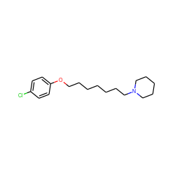 Clc1ccc(OCCCCCCCN2CCCCC2)cc1 ZINC000653797717