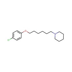 Clc1ccc(OCCCCCCN2CCCCC2)cc1 ZINC000002494265