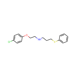 Clc1ccc(OCCNCCCSc2ccccc2)cc1 ZINC000013766803