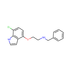 Clc1ccc(OCCNCc2ccccc2)c2cc[nH]c12 ZINC000001903129