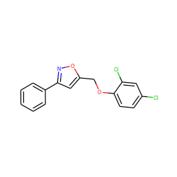 Clc1ccc(OCc2cc(-c3ccccc3)no2)c(Cl)c1 ZINC000001393806