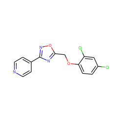 Clc1ccc(OCc2nc(-c3ccncc3)no2)c(Cl)c1 ZINC000000080683