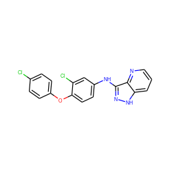 Clc1ccc(Oc2ccc(Nc3n[nH]c4cccnc34)cc2Cl)cc1 ZINC001772645539