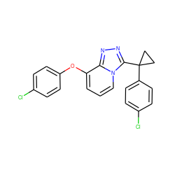 Clc1ccc(Oc2cccn3c(C4(c5ccc(Cl)cc5)CC4)nnc23)cc1 ZINC000201104281