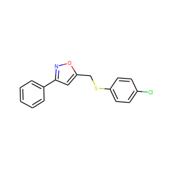 Clc1ccc(SCc2cc(-c3ccccc3)no2)cc1 ZINC000001392398