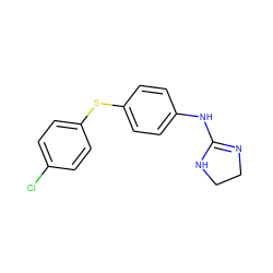 Clc1ccc(Sc2ccc(NC3=NCCN3)cc2)cc1 ZINC000026001946