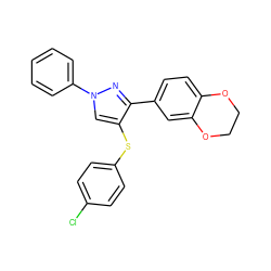 Clc1ccc(Sc2cn(-c3ccccc3)nc2-c2ccc3c(c2)OCCO3)cc1 ZINC000117645827