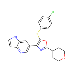 Clc1ccc(Sc2oc(C3CCOCC3)nc2-c2cnc3cc[nH]c3c2)cc1 ZINC000147103140