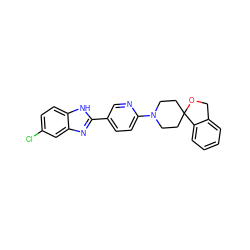 Clc1ccc2[nH]c(-c3ccc(N4CCC5(CC4)OCc4ccccc45)nc3)nc2c1 ZINC000169200567