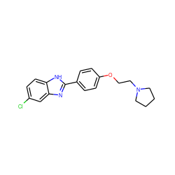 Clc1ccc2[nH]c(-c3ccc(OCCN4CCCC4)cc3)nc2c1 ZINC000096282681