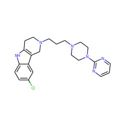 Clc1ccc2[nH]c3c(c2c1)CN(CCCN1CCN(c2ncccn2)CC1)CC3 ZINC000029488519