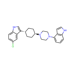 Clc1ccc2[nH]cc([C@H]3CC[C@H](N4CCN(c5cccc6[nH]ccc56)CC4)CC3)c2c1 ZINC000101181168