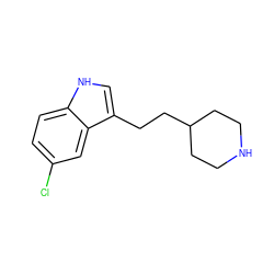 Clc1ccc2[nH]cc(CCC3CCNCC3)c2c1 ZINC000028758078