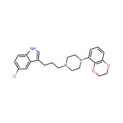 Clc1ccc2[nH]cc(CCCN3CCN(c4cccc5c4OCCO5)CC3)c2c1 ZINC000013674826