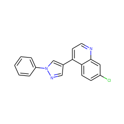 Clc1ccc2c(-c3cnn(-c4ccccc4)c3)ccnc2c1 ZINC000084620091