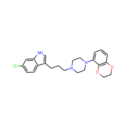 Clc1ccc2c(CCCN3CCN(c4cccc5c4OCCO5)CC3)c[nH]c2c1 ZINC000013674828