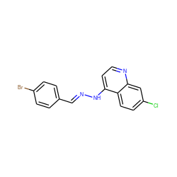 Clc1ccc2c(N/N=C/c3ccc(Br)cc3)ccnc2c1 ZINC000004532320