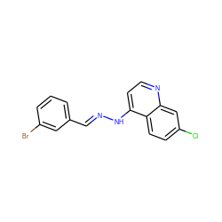 Clc1ccc2c(N/N=C/c3cccc(Br)c3)ccnc2c1 ZINC000005694567