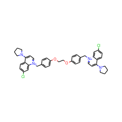 Clc1ccc2c(N3CCCC3)cc[n+](Cc3ccc(OCCOc4ccc(C[n+]5ccc(N6CCCC6)c6ccc(Cl)cc65)cc4)cc3)c2c1 ZINC000223215696